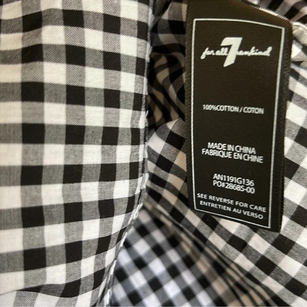 7 for all mankind Black and White Gingham Sleveless Ruffle Top - Picture 8 of 11